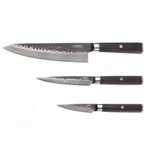 Coffret 3 couteaux de cuisine Fukito Ébène Damas VG10 - Couteaux du Chef - Couteaux du Chef