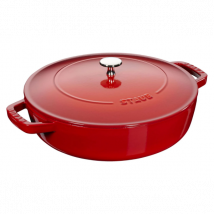 Sauteuse en fonte cerise modèle Chistera Staub - Couteaux du Chef - Couteaux du Chef