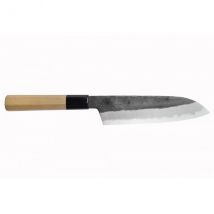 Couteau artisanal japonais santoku Kikuzuki Kuro Sakai Kikumori - Couteaux du Chef - Couteaux du Chef