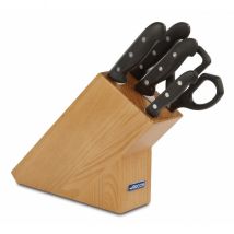 Bloc en pin 4 couteaux + 1 ciseaux Arcos MAITRE lames acier inox NITRUM - Couteaux du Chef - Couteaux du Chef