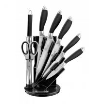 Bloc de 5 couteaux + 1 fusil + 1 ciseaux Pradel Excellence noir acier inox - Couteaux du Chef - Couteaux du Chef