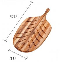 Planche pour le pain TEAK HAUS en bois de teck 48x9cm style feuille - Couteaux du Chef - Couteaux du Chef