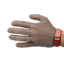 Gant de protection Niroflex en cotte de maille inox taille M sangle rouge - Couteaux du Chef - Couteaux du Chef