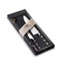 Coffret Sabatier Idéal laiton 2 couteaux de cuisine avec rivets - Couteaux du Chef - Couteaux du Chef