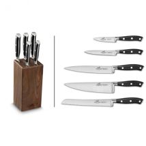 Bloc bois de noyer 5 pièces Sabatier Ysis manches rivetés - Couteaux du Chef - Couteaux du Chef