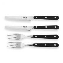 Set Wusaki Japan 4 couverts bout rond acier inox - Boîte noire - Couteaux du Chef - Couteaux du Chef