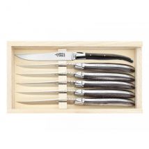Coffret 6 couteaux Laguiole Arbalète G.DAVID 21cm manche façon corne - Couteaux du Chef - Couteaux du Chef