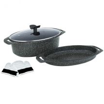 Cocotte en fonte d'aluminium 39,5 x 28,5 cm façon pierre induction Pradel Excellence Premium - Couteaux du Chef - Couteaux du Chef