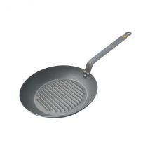 Poêle grill De Buyer Minéral B Element ronde en fer 32cm - Couteaux du Chef - Couteaux du Chef