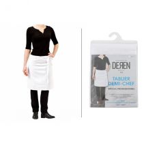Tablier demi chef professionnel Deren 100% coton coloris blanc - Couteaux du Chef - Couteaux du Chef