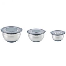 Set de 3 bols inox avec couvercles transparents Mastrad - Couteaux du Chef - Couteaux du Chef