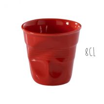 Tasse pour le café Revol Espresso gobelet froissé 8cl en porcelaine piment - Couteaux du Chef - Couteaux du Chef