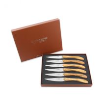 Coffret Laguiole en Aubrac 6 couteaux de table l'Ecir manches en olivier - Couteaux du Chef - Couteaux du Chef