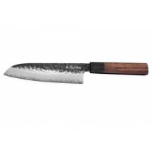 Couteau Sayuto Sequoia San Mai modèle santoku 18cm brute de forge - Couteaux du Chef - Couteaux du Chef