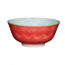 Bol en grès émaillé Kitchen Craft motifs floraux bicolores - Couteaux du Chef - Couteaux du Chef