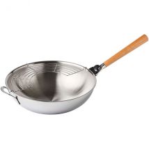 Wok en acier inox Mastrad O'Wok Gourmet poignée amovible + grille - Couteaux du Chef - Couteaux du Chef