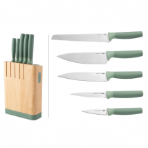 Set bloc 5 couteaux Berghoff modèle Forest avec aiguiseur vert - Couteaux du Chef - Couteaux du Chef