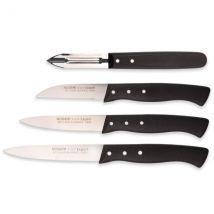 Coffret de 3 couteaux d'office et 1 éplucheur Nogent noirs - Couteaux du Chef - Couteaux du Chef