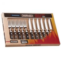Coffret de couverts - 6 couteaux à steak lame crantée + 6 fourchettes Tramontina Churrasco 29899-199 manche en polywood - Couteaux du Chef - Couteaux