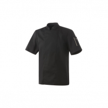 Veste de cuisine noire manches courtes modèle Nero Robur - Couteaux du Chef - Couteaux du Chef