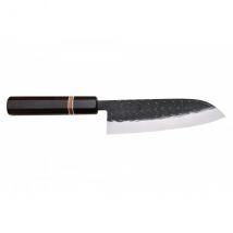 Couteau Yuzo Black japonais santoku 16,5cm acier SLD martelé - Couteaux du Chef - Couteaux du Chef