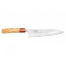 Couteau Yuzo SLD modèle chef 21cm martelé olivier et cognassier - Couteaux du Chef - Couteaux du Chef