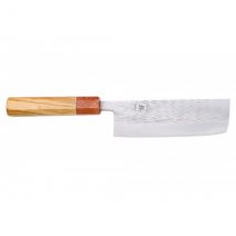 Couteau Yuzo SLD nakiri 16,5cm martelé olivier et cognassier - Couteaux du Chef - Couteaux du Chef