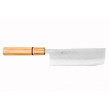 Couteau Yuzo SLD modèle nakiri 16,5cm martelé olivier et redwood - Couteaux du Chef - Couteaux du Chef