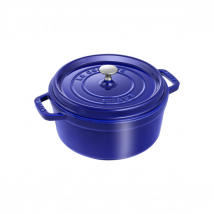 Cocotte ronde en fonte STAUB bleu - Couteaux du Chef - Couteaux du Chef