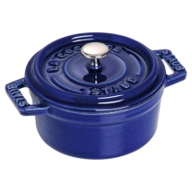 Mini cocotte de cuisson ronde fonte Staub bleu intense - Couteaux du Chef - Couteaux du Chef