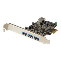 StarTech.com 4 Port PCI Express USB 3.0 Card - 3 External and 1 Internal - Native OS Support in Windows 8 and 7 - Standard and Low-Profile (PEXUSB3S42) - USB adapter - PCIe 2.0 - USB 3.0 x 4