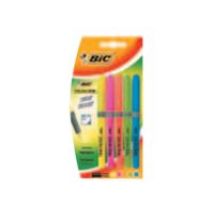 BIC brite liner Grip - highlighter - fluorescent blue, fluorescent orange, fluorescent yellow, fluorescent green, fluorescent pink (pack of 5)