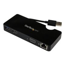 StarTech.com USB 3.0 to HDMI or VGA Adapter Dock - USB 3.0 Mini Docking Station w/ USB, GbE Ports - Portable Universal Laptop Travel Hub (USB3SMDOCKHV) - docking station - USB - HDMI - 1GbE