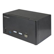 Startech 2 Port Triple Monitor DisplayPort KVM Switch, 4K 60Hz UHD HDR, Desktop 4K DP 1.2 KVM with 2 Port USB 3.0 Hub (5Gbps) & 4x USB 2.0 HID Ports, Audio, Hotkey Switching, TAA - Keyboard/Video/Mouse Switch - KVM / audio switch - 2 ports - TAA Compliant