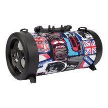 Manhattan London Bluetooth Speaker (Clearance Pricing), Decent Sound Output (3W), 3 hour Playback time, FM Radio, Range 10m, microSD card reader (32GB), Aux 3.5mm connector, USB-A charging cable included, 1200mAH battery, Bluetooth v5, Three Years Warranty, Boxed - speaker - for portable use - wireless