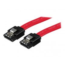 StarTech.com 12in Latching SATA Cable - SATA cable - Serial ATA 150/300/600 - SATA (R) to SATA (R) - 1 ft - latched - red - LSATA12 - SATA cable - 30 cm