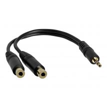 StarTech.com 6 in. 3.5mm Audio Splitter Cable - Stereo Splitter Cable - Gold Terminals - 3.5mm Male to 2x 3.5mm Female - Headphone Splitter (MUY1MFF) - audio splitter - 15.2 cm