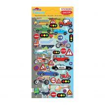 Scène À Décorer Pour Enfants - Sur La Route ! - Stickers Puffies - Global Gift