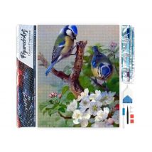 Diamond Painting Broderie Diamant Figured’art 40x50cm Toile Entière Roulée Avec Diamants Carrés - Mésanges Sur Branche - Figured'Art