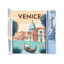 Peinture Par Numéro Figured'art - Affiche Vintage Venise - Kit De Loisir Créatif Diy Numéro D'Art Complet - 40x50cm Sans Châssis En Bois