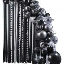 Kit Arche De 75 Ballons Halloween Avec Guirlandes, Toiles D' Araignées Et Chauves-souris - Ginger Ray