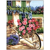 Canevas Pénélope Antique La Brouette De Roses 50x65cm - Margot