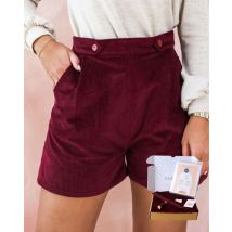 Kit Short Swann - Velours Côtelé Bordeaux - 34-48, Avec Patron - Majam