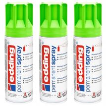 Lot De 3 Sprays 200ml Peinture Permanent 5200 Vert Fluorescent Mat Edding - Edding