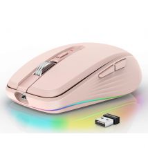 Souris Sans Fil 2400dpi Dual Mode 2.4ghz Bluetooth 5.1 6 Boutons Silencieuse Rose Yonis - Yonis