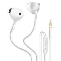 Inkax Écouteurs Filaires Jack 3,5 Mm Avec Bouton Commande Intégré Blanc