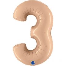 Ballon Géant Chiffre 3 Satin Nude (102 Cm) - Grabo
