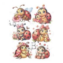 1 Feuille De Papier De Riz 21 X 29,7 Cm Ab Studio Milky Valley Coccinelle 298 Scrapbooking