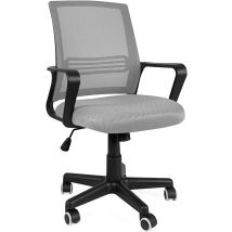 Chaise Bureau Dactylo, Siège Basculant Textile Mesh, Renfort Lombaire, Pivotant, Hauteur Réglable, Accoudoirs, Roulettes Souples Lest (gris Clair) - 