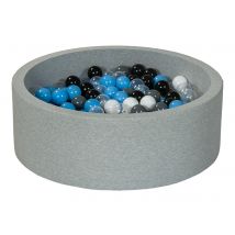 Piscine À Balles Aire De Jeu + 300 Balles Noir, Blanc, Transparent, Gris, Bleu Clair - Velinda